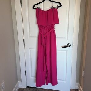 BIBI hot pink strapless jumpsuit size medium